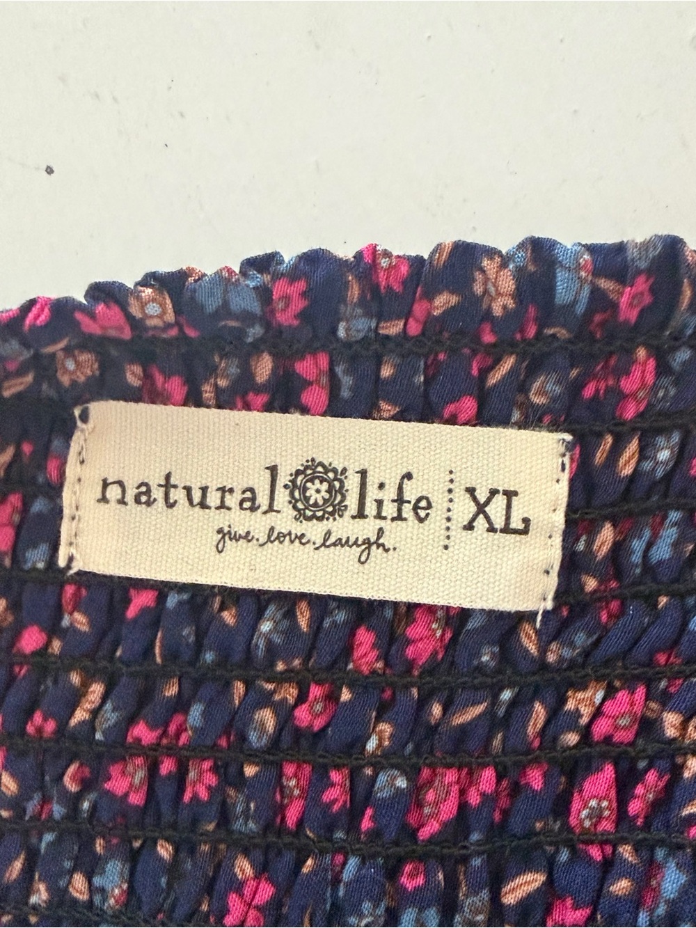 Natural Life Maxi Skirt Side Slit Smocked Back Boho Cottagecore Prairie size XL - Picture 6 of 7